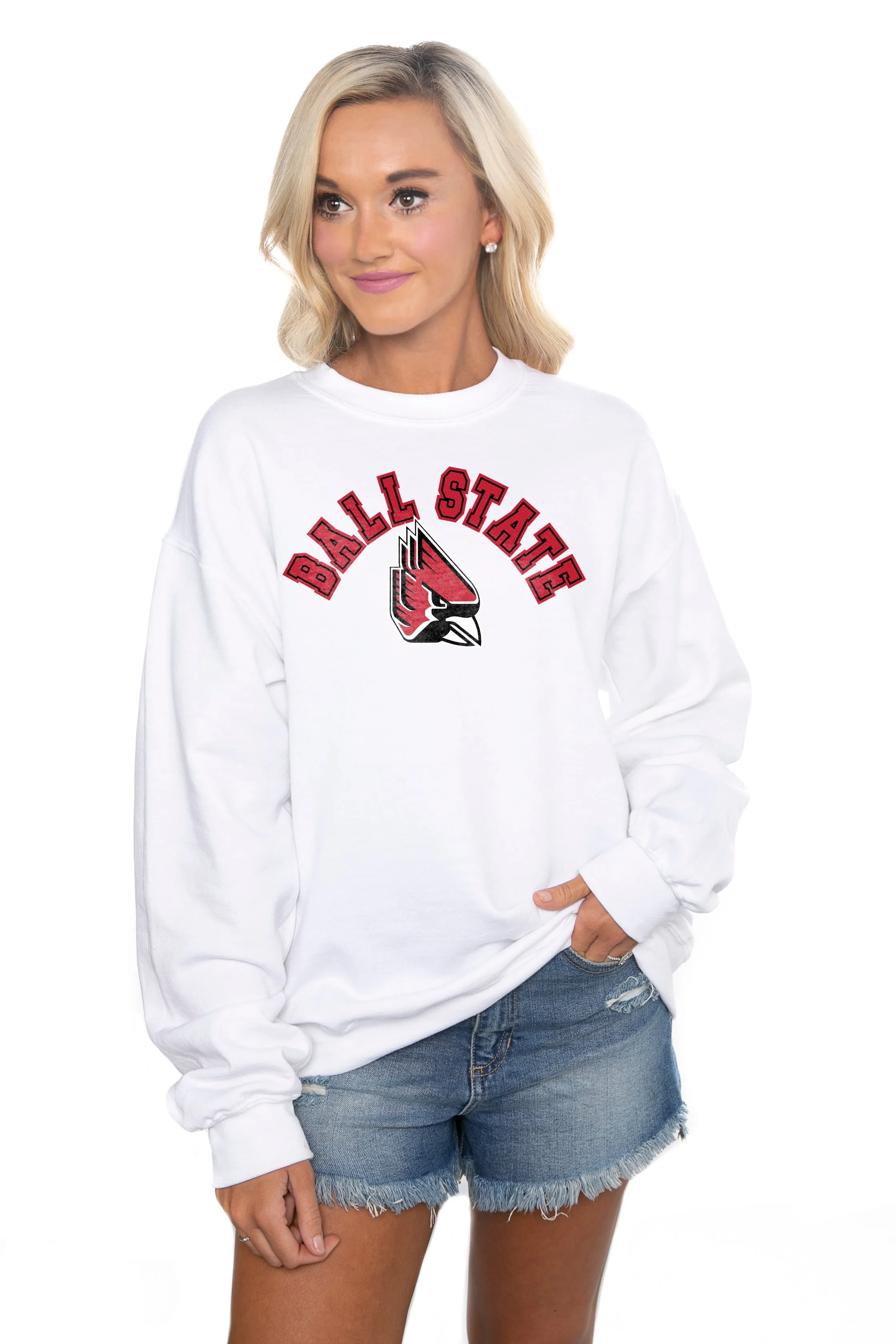 BALL STATE CARDINALS "HIT THE HIGHLIGHTS" PERFECT CREW SWEATSHIRT