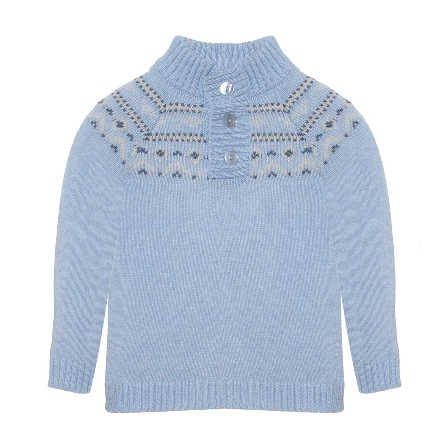 Boys Blue Patterned Knit Sweater