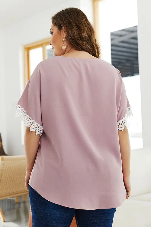 Bring the Heat Pink Lace Sleeve Oversized Top