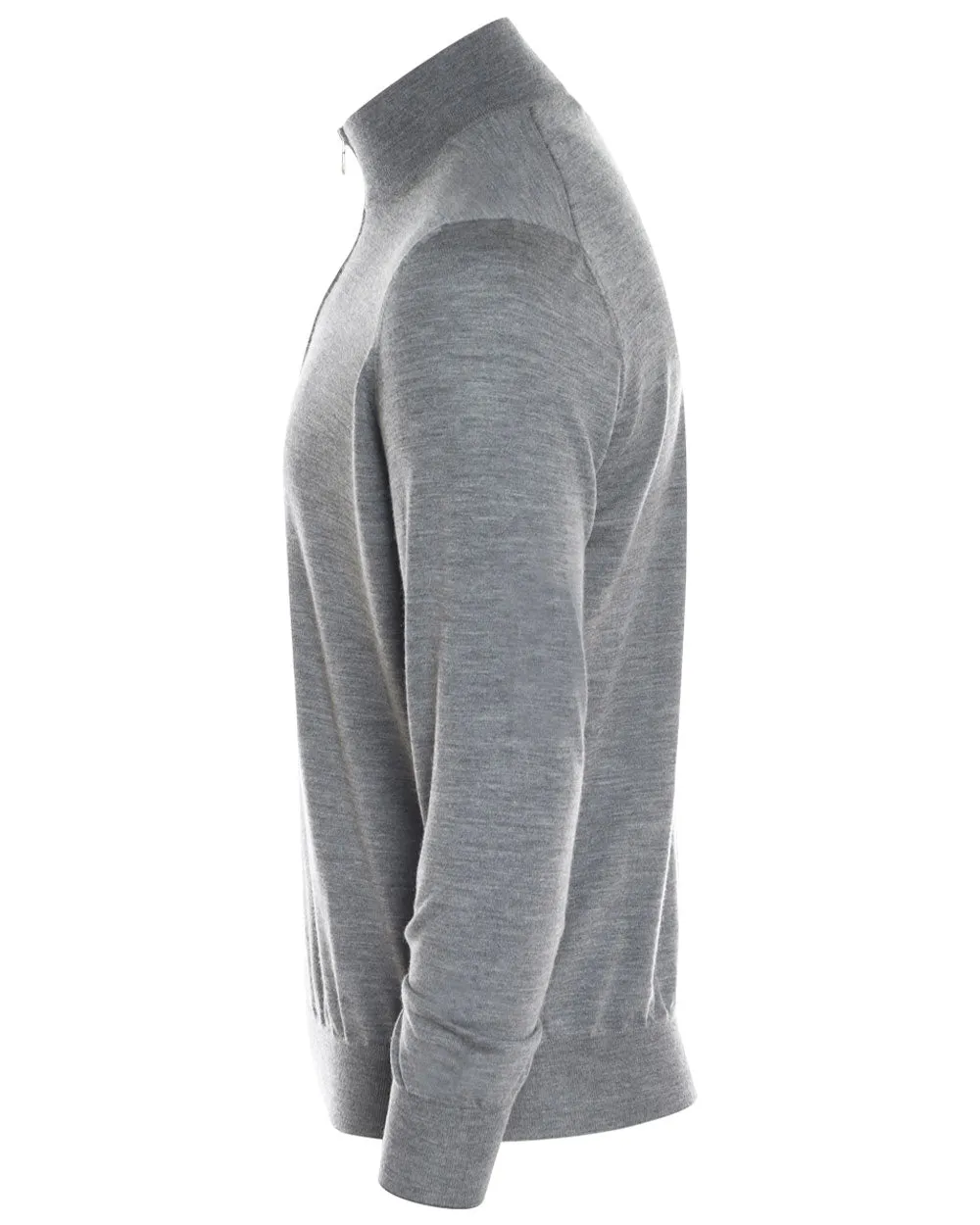 Charcoal Virgin Wool Blend Quarter Zip Sweater