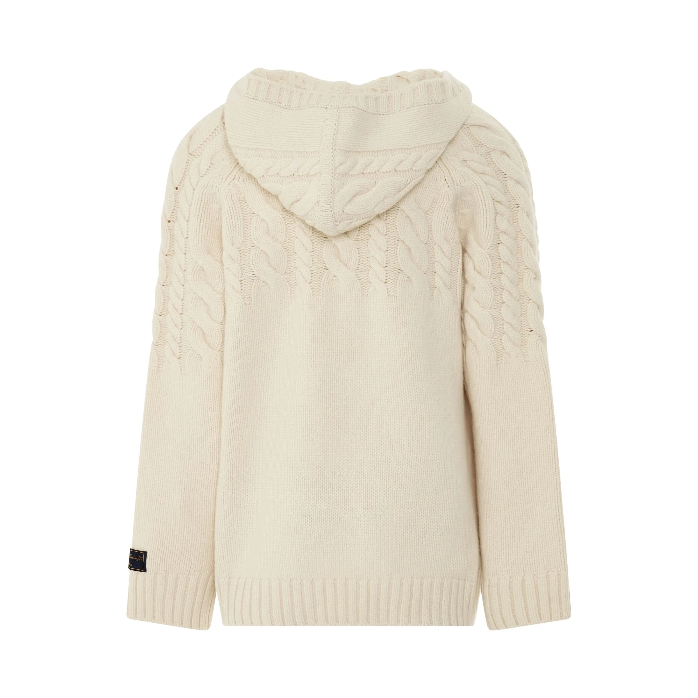 Chunky Cable Knit Hoodie in Ivory