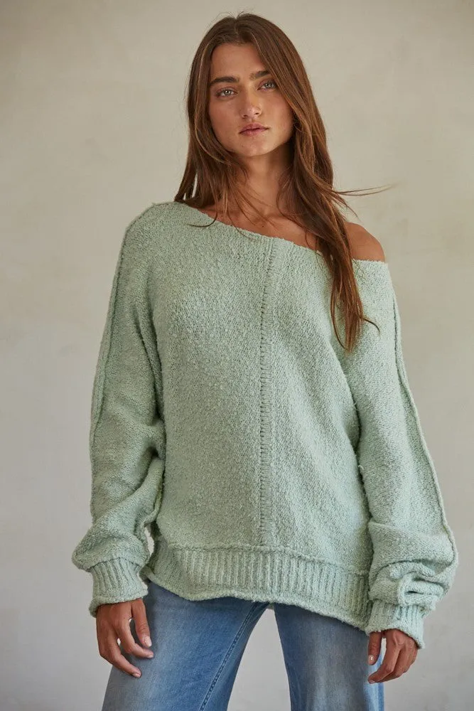 Elara Mint Knit Pullover Sweater