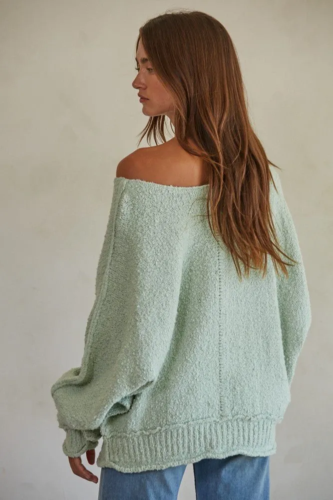 Elara Mint Knit Pullover Sweater