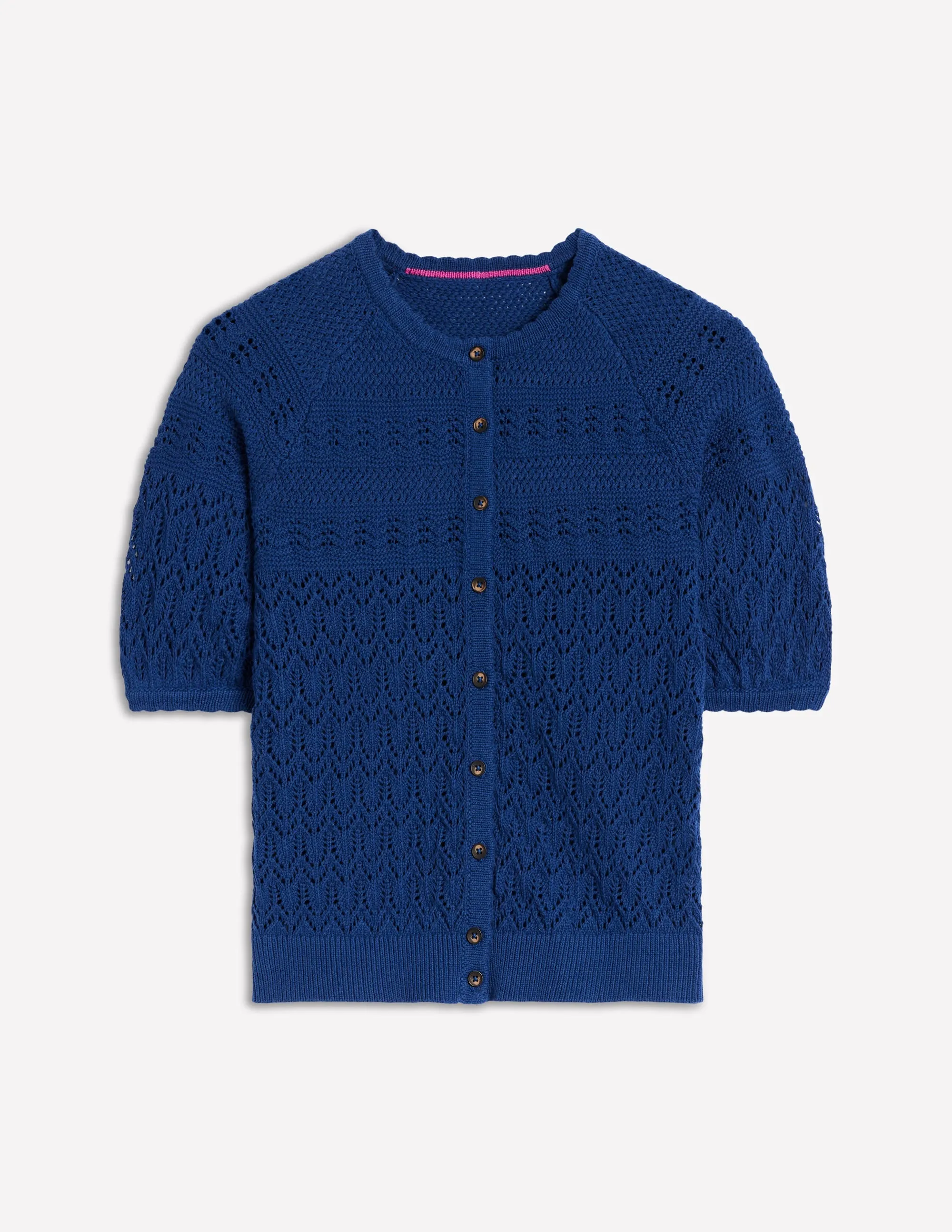 Elodie Stitch Crew Cardigan-Starboard Blue