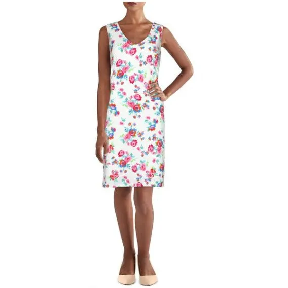KARL LAGERFELD Women's White Sleeveless Floral Shift Dress