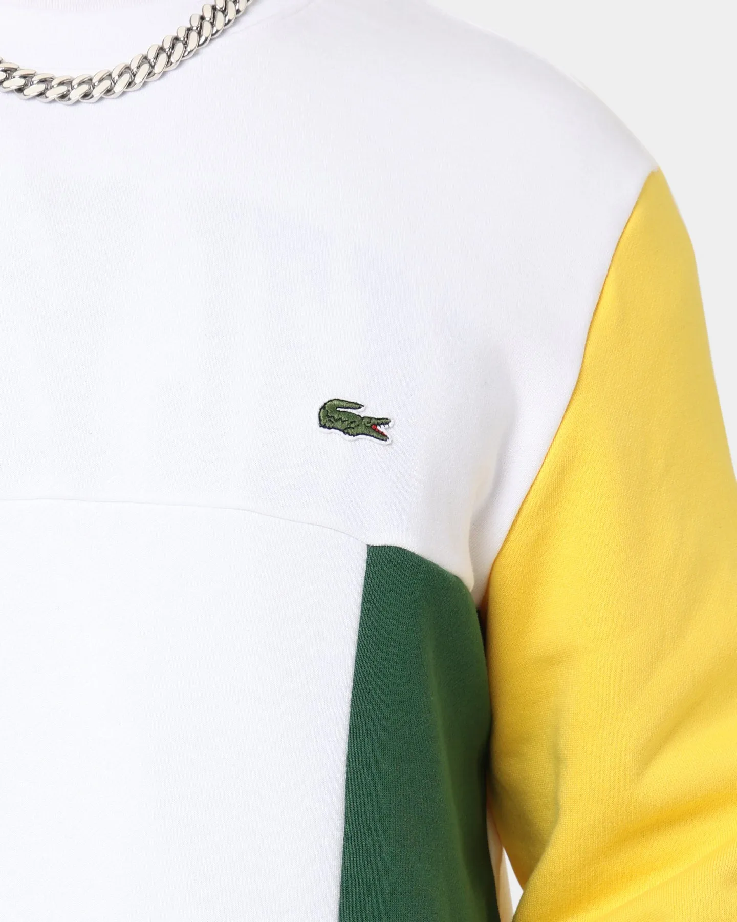 Lacoste Graphic Panel Fleece Sweatshirt White/Blue