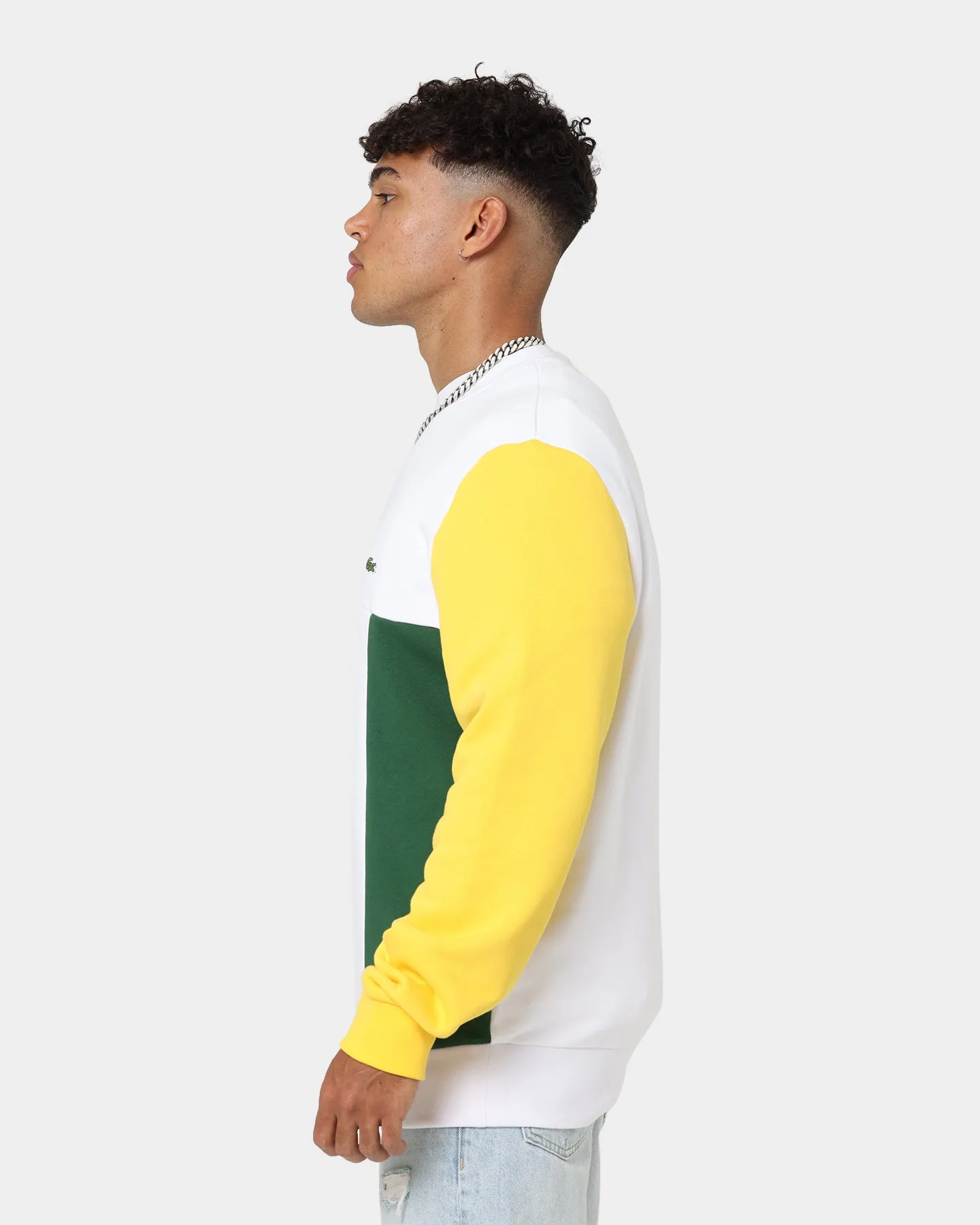 Lacoste Graphic Panel Fleece Sweatshirt White/Blue