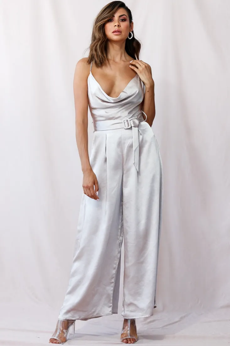 Mali Wide Leg Belted Jumpsuit Champagne