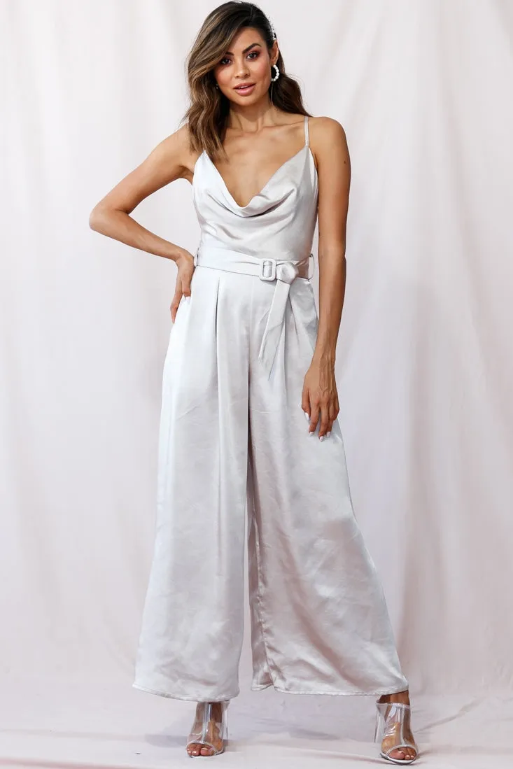Mali Wide Leg Belted Jumpsuit Champagne