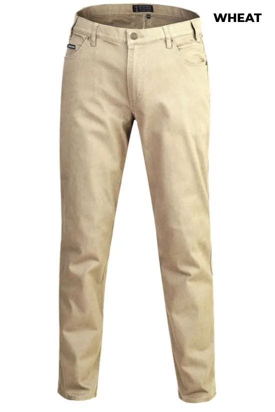 MENS - COTTON STRETCH JEANS - WHISKEY/WHEAT/VINTAGE GREY/BONE
