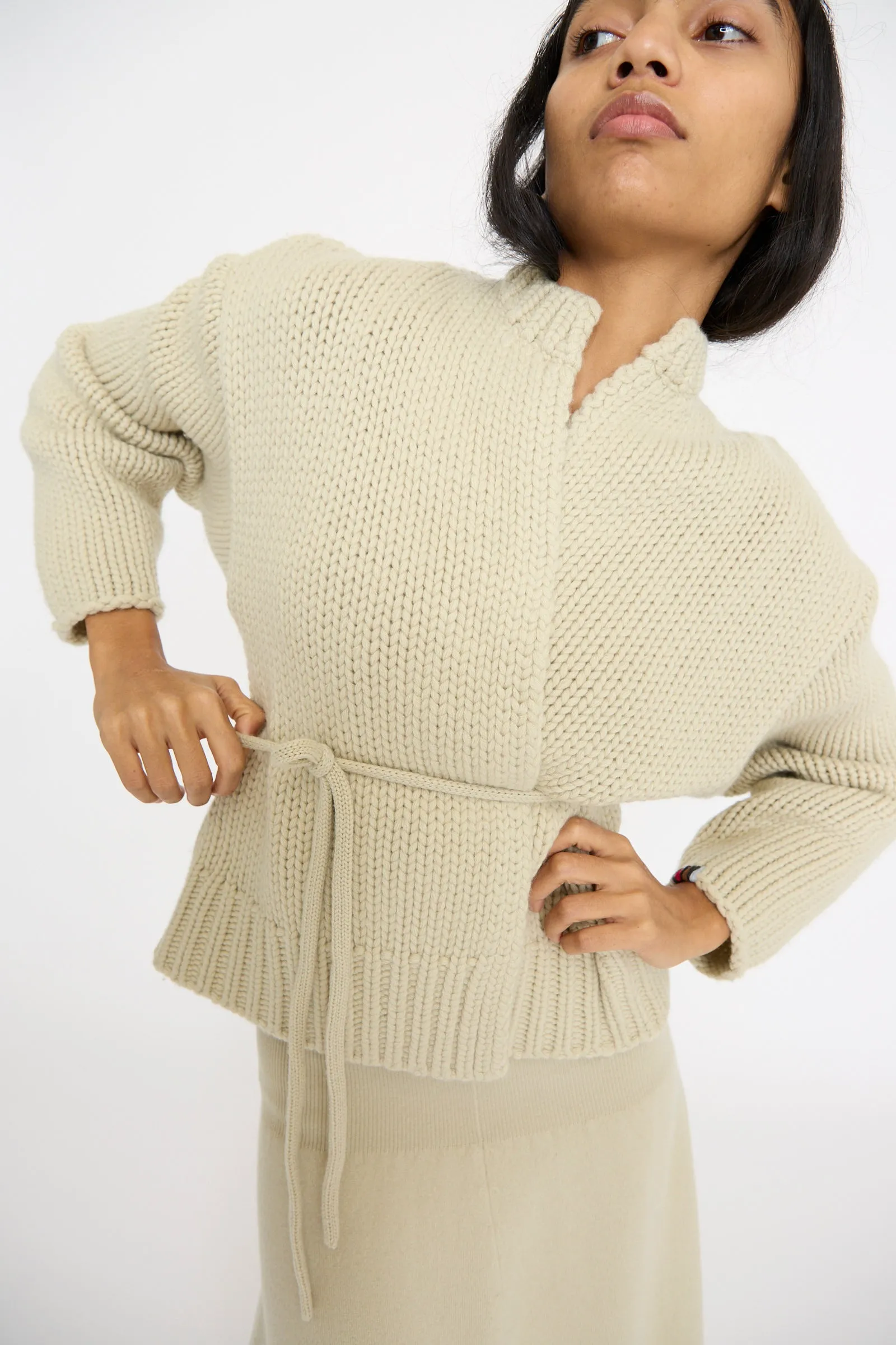 No. 384 Ginza Handknit Cardigan in Desert