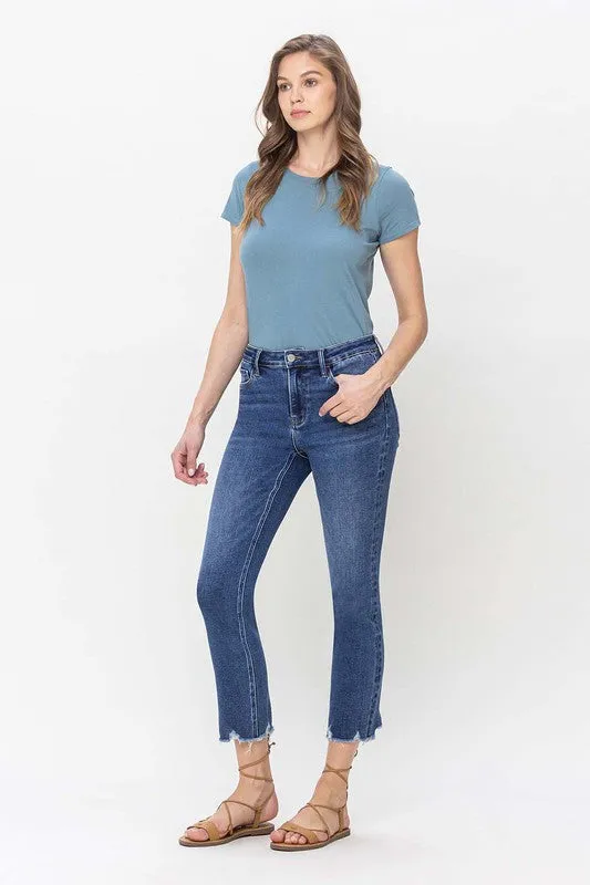 Sadie High Rise Crop Slim Straight Jeans