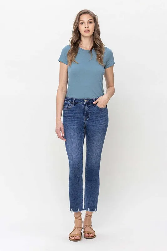 Sadie High Rise Crop Slim Straight Jeans