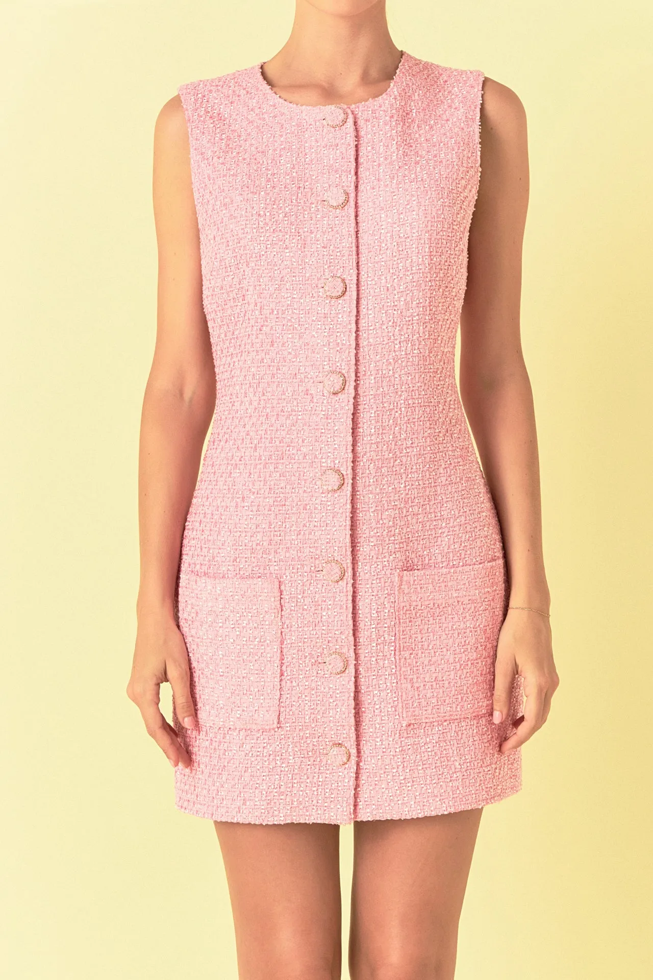 Sleeveless Tweed Mini Dress