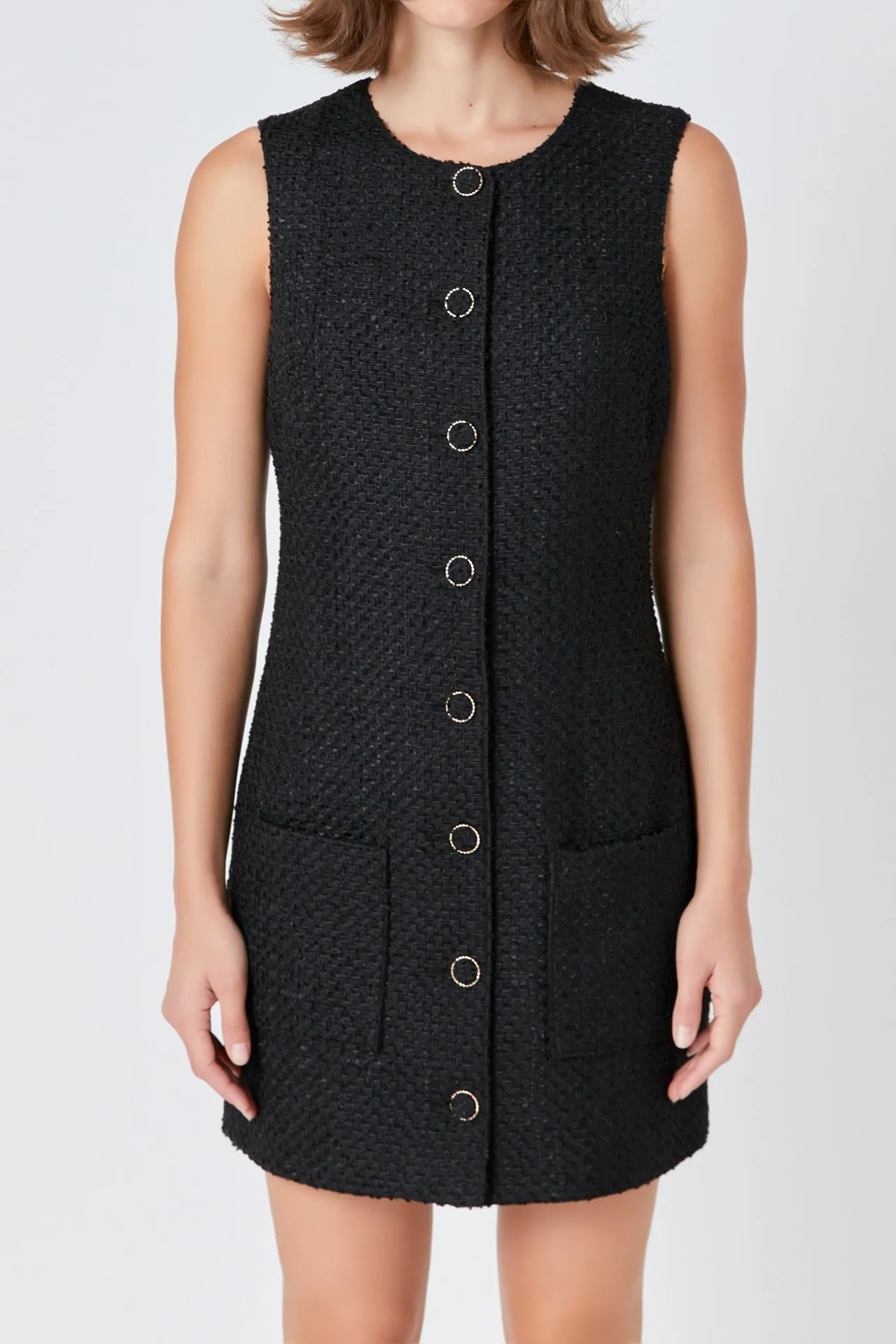 Sleeveless Tweed Mini Dress