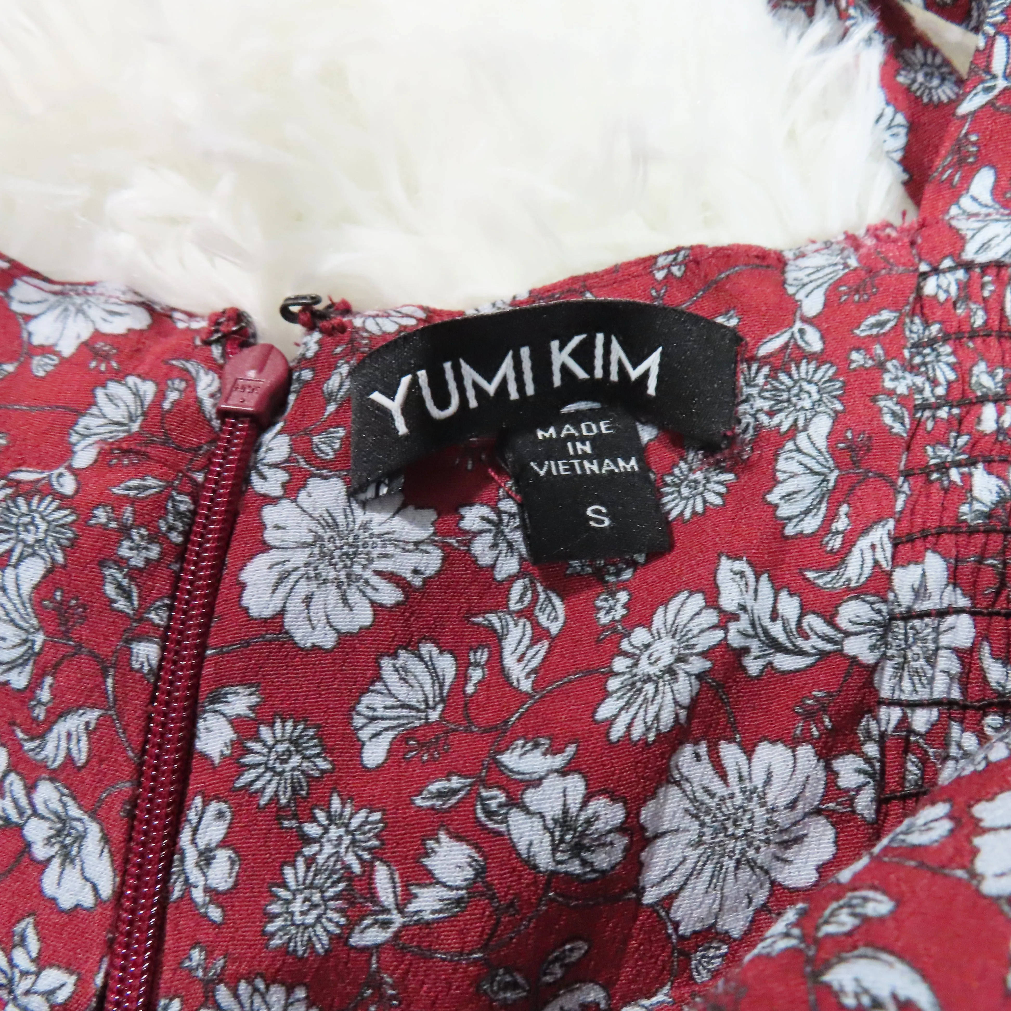 Yumi Kim Red and Light Blue Floral Jumpsuit Smocked Bodice Thick Straps Size Small
